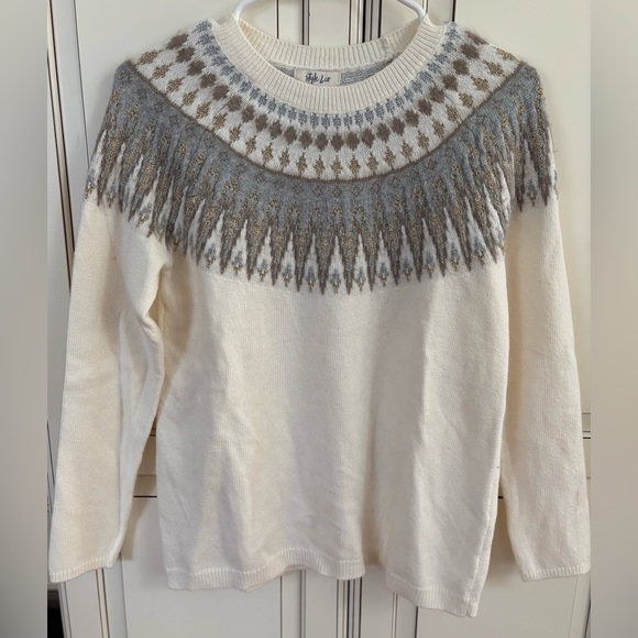 Style & Co. Sweaters - 🆕 Style & Co. Cream, Gold & Gray Sweater size small
